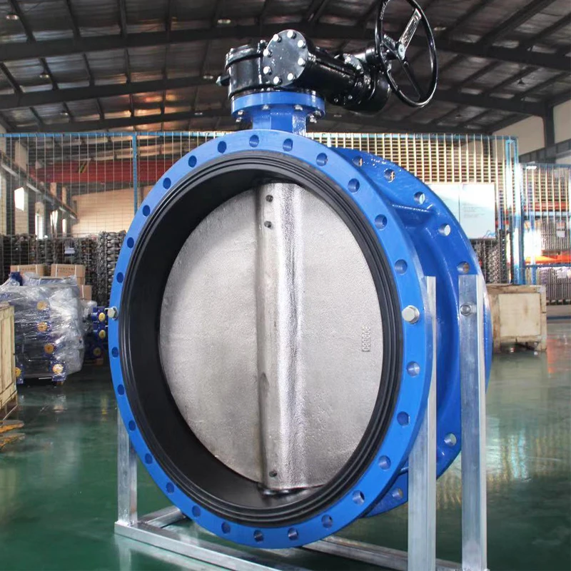 large size DN800 PN10 PN16 ductile iron body DI disc gear worm operated double flange butterfly valve