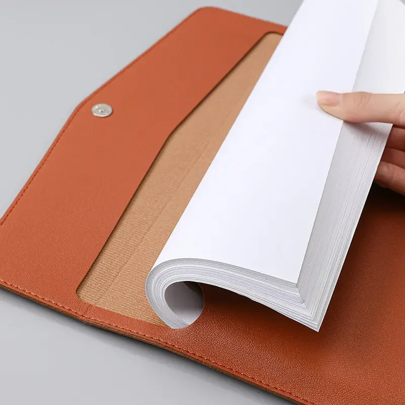 A6 Wallet File Bag PU Leather Bag Paper File Pouch with Magnetic Closure Custom Logo Printing File Folder Envelope Document Bag