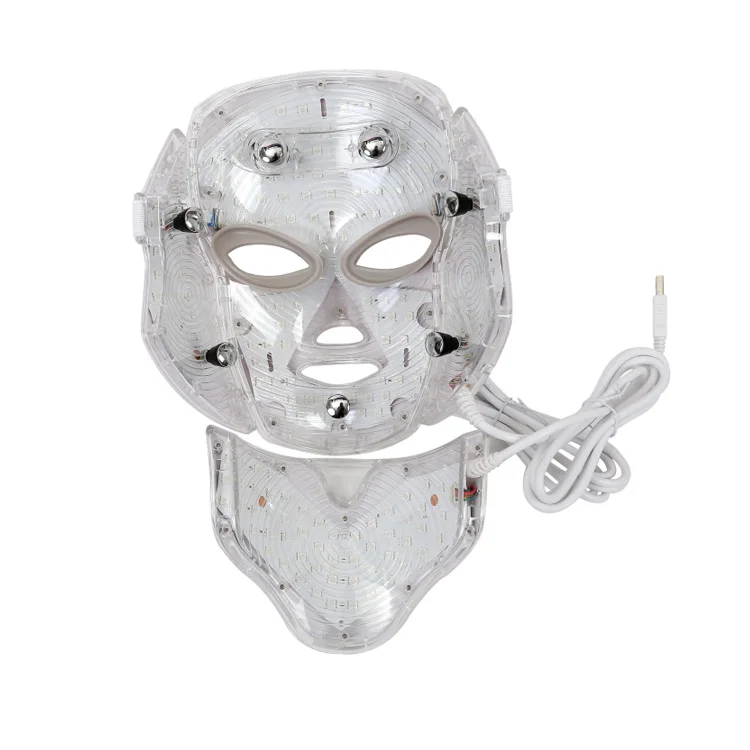 7 видов цветов Электрический светодиодный маска для лица машина для фототерапии лечения акне маска шеи красоты СИД маска для омоложения кожи