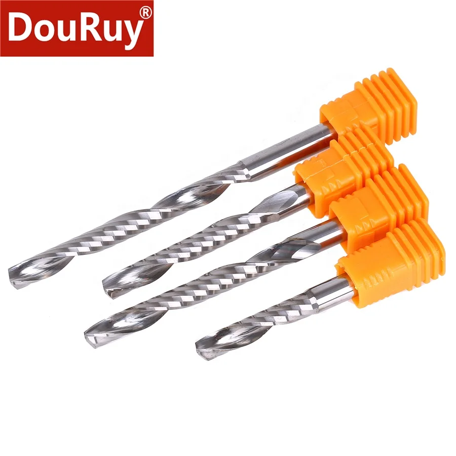DouRuy Carbide O Flute Spiral Bit for Woodworking Tools Wood Cutting Tool Cnc Milling Cutter