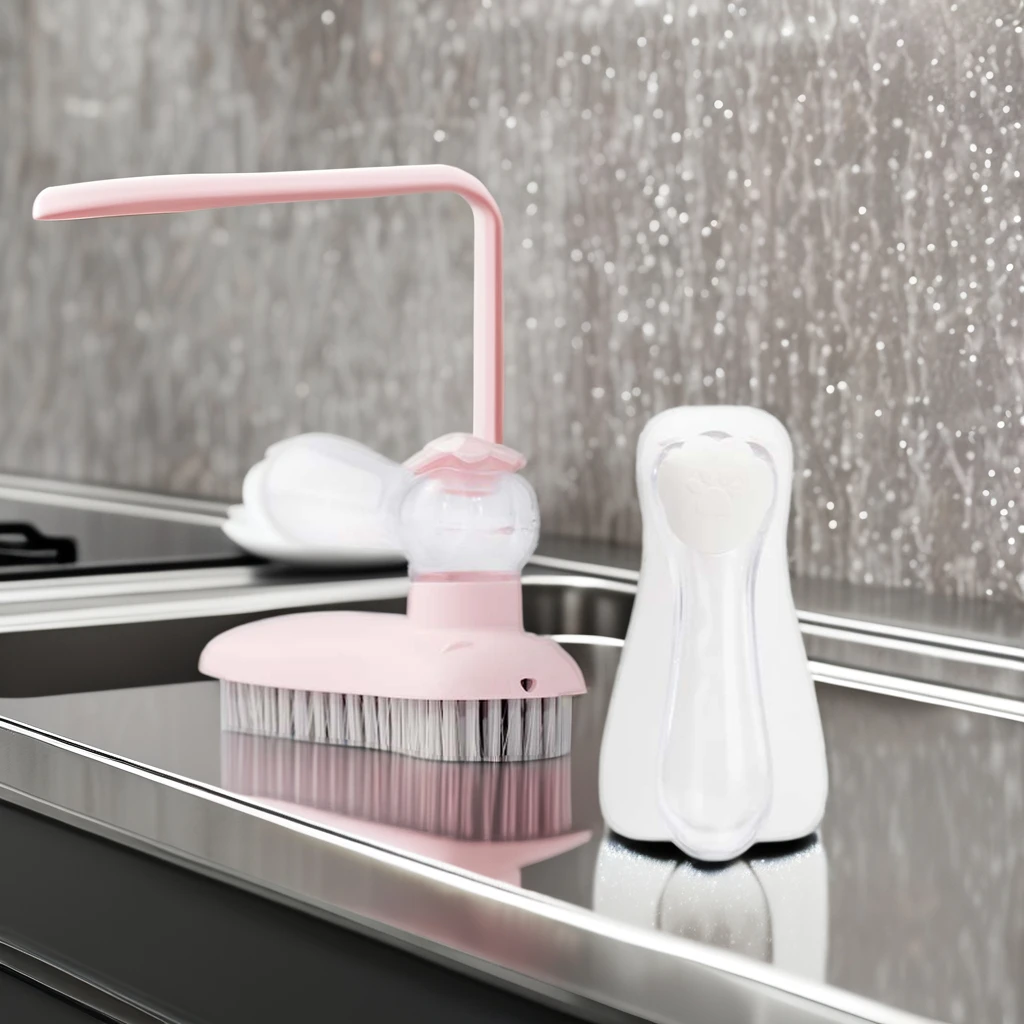 Niaona Multifunctional Household Cleaning Brush with Soap Dispenser PP Scourer Style for Clothes Shoes & Car Cleaning