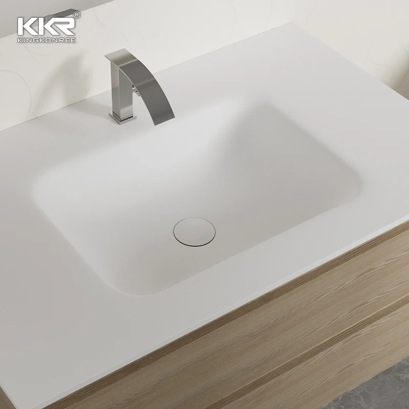 Maximizing Space Integrated Sink on Solid Surface Vanity Combo for Modern Living