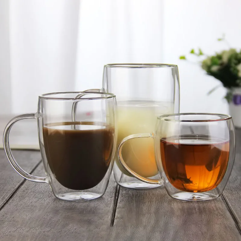 Beer Glass Juice Cup Borosilicate Glass Coffee Cup Double Wall Glass Cup