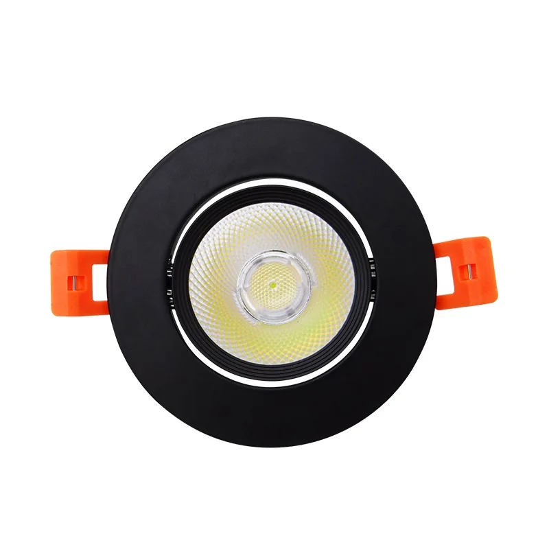 Waterproof Ip20 Dimmable Ceiling Spotlight Fittings Anti Glare 7W Black Rim Cob Led Downlight
