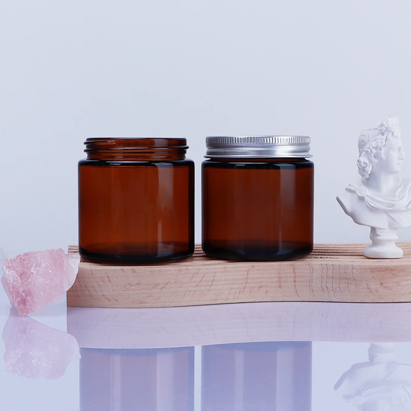 best selling 4oz amber glass candle jars for candle making with metal lid