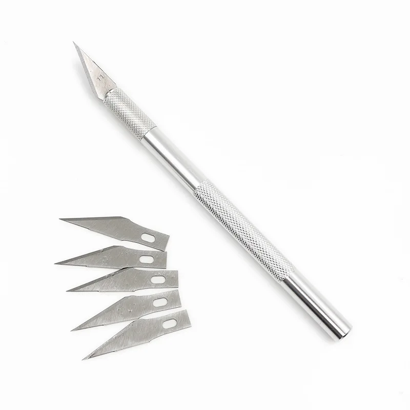 Engraving knife set Hand ledger making tool Aluminum pole pen knife with 6 blades rubber stamp paper cut model carving