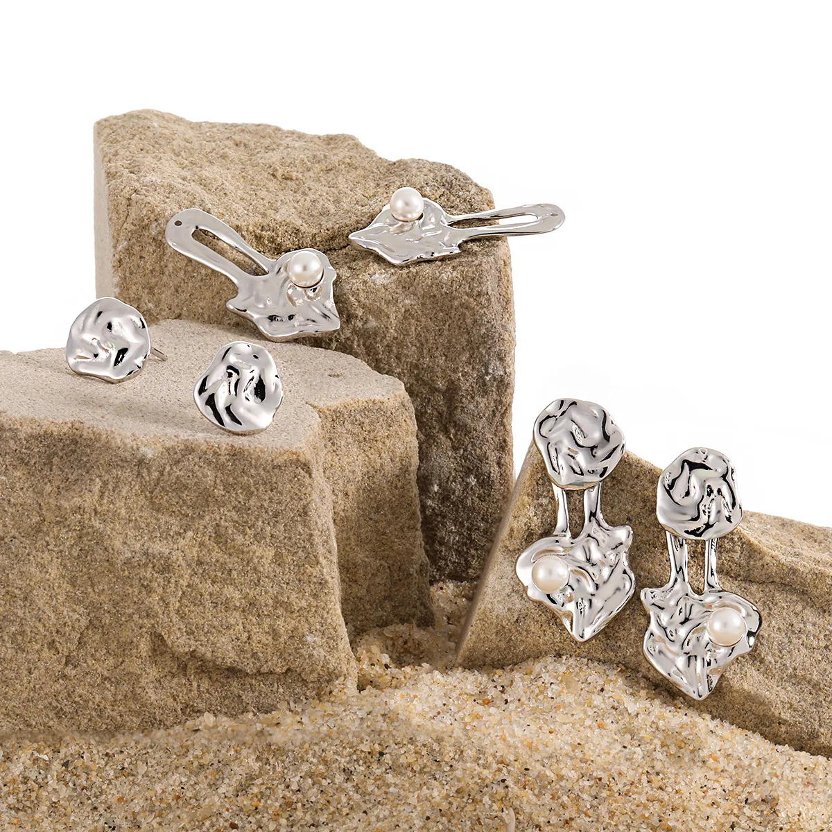 DEYIN 18k White Gold Pearl Earring 925 Sterling Silver Women Jewelry Strange Shapes Silver 925 Earring Fashion Style Wholesale