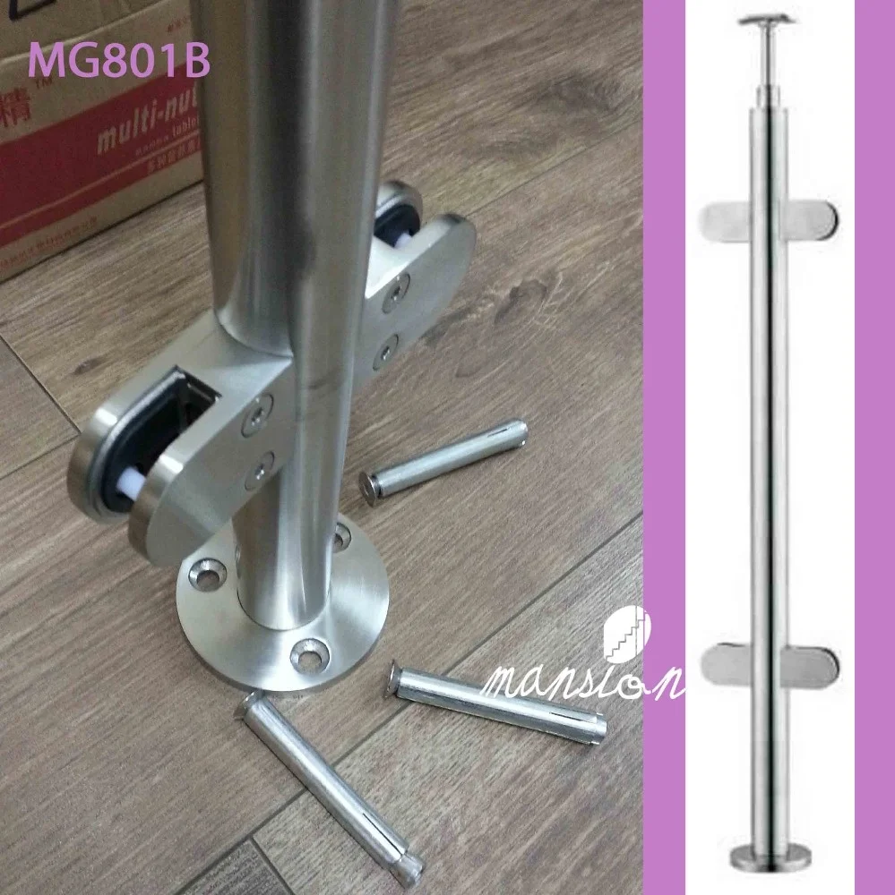 Square Stainless Steel Pipe Railing in Glass