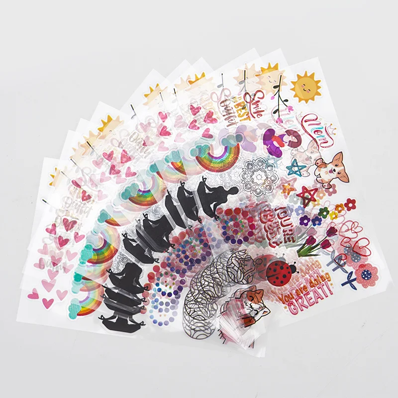 Custom High Quality A4 A5 A6  Waterproof Self Adhesive Clean Vinyl Logo Kiss Cut Sticker Sheet