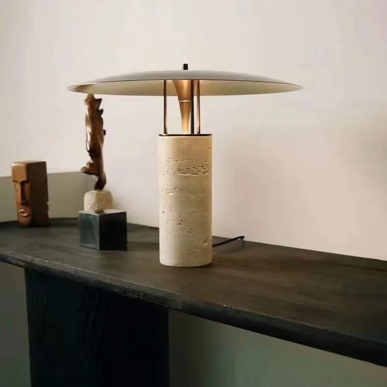Nordic Post-modern Travertine Table Lamp INS Style Light Luxury Living Room Bedroom Bedside Art Table Lamp