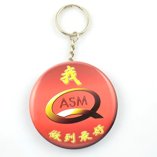 Promotion Gift Custom Logo Text Pattern Silkscreen Print Tin Material Bottle Opener Button Badge Keychain