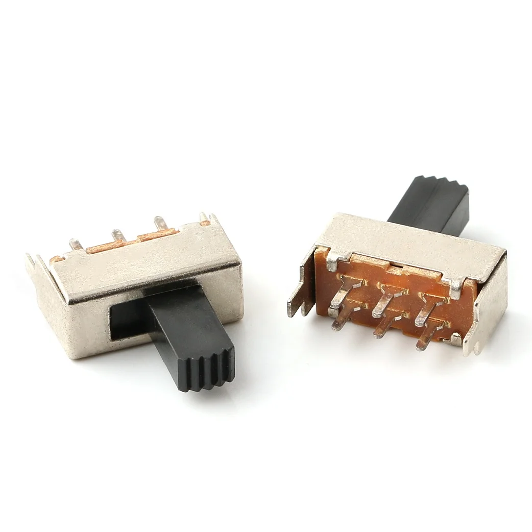 Двухрядный Dpdt переключатель вкл. Выкл. 0.3A 50V 6 контактов SS22F07-G10 dpdt 180 градусов скользящий