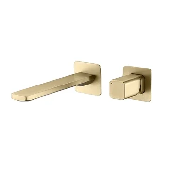 New Arrival Brass Concealed Basin Mixer Tap Wall Brushed Gold Finish Bathroom Basin Faucets Wall Mounted Basin Mixer