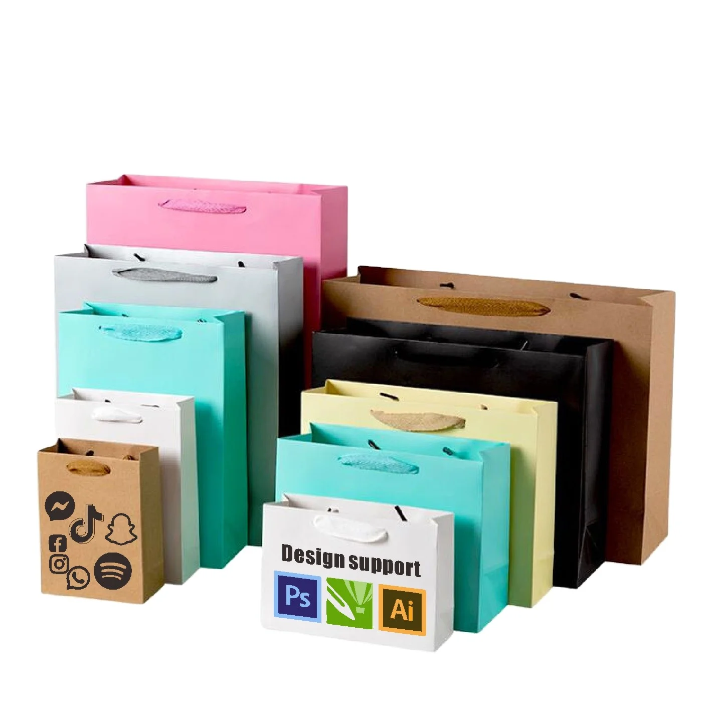 Premium Black Custom Luxury White Christmas Gift Brown Kraft Paper Bags With Your Own Logo For Shopping