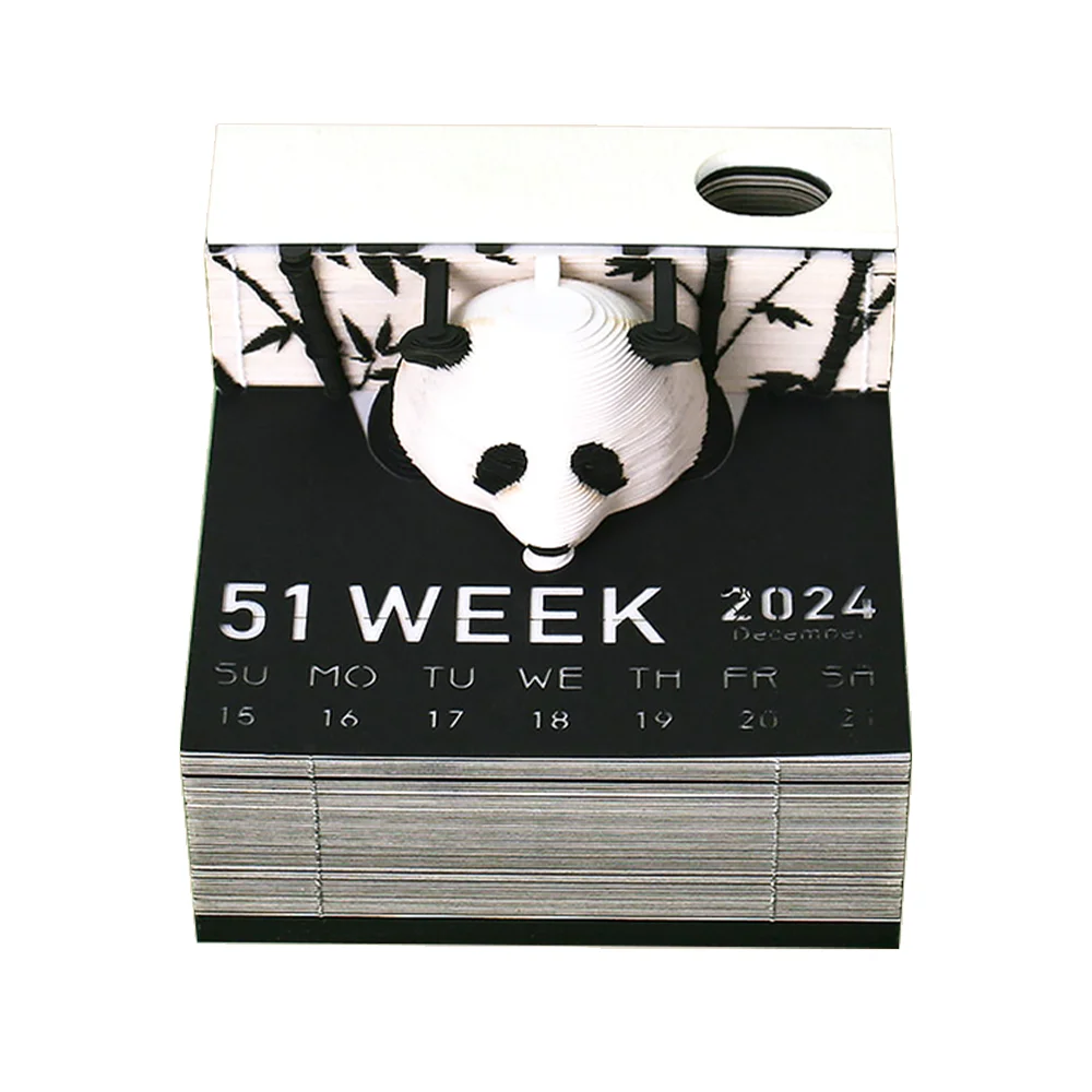 Drop Shipping 3D Memo Pad Notepad Bamboo Panda  Magical Calendar Luxury Table Decoration Custom Logo Promotional Business Gifts