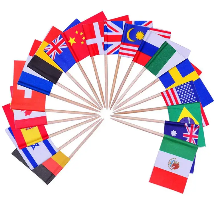 Wholesale Double Sided Custom Toothpick Flag For Cake Fruit Olympics Sporting Events