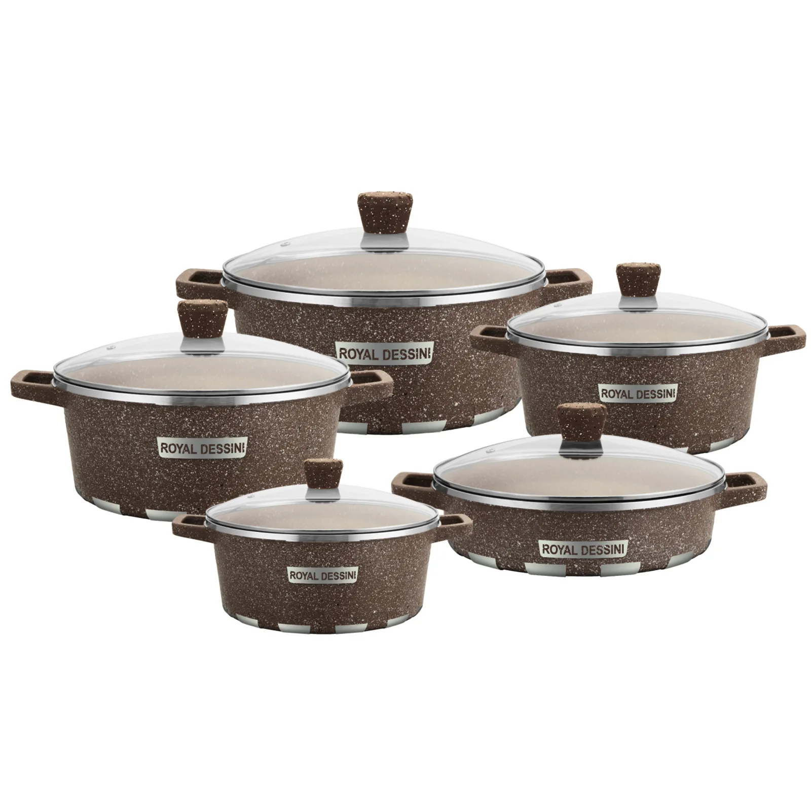 Set of Die-cast Aluminum Pots 10 Pieces Business Gift Non-stick Pot Set Kitchen Soup Pot