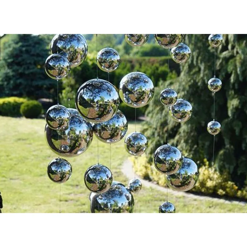 Metal Ball Round Plug In Ball Sphere Decorative Mirrored Gazing Stainless Steel Gazing Outdoor Garden Hanging Decoration Balls