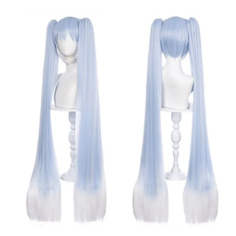 G&T Wig Hat-sune Mi ku Blue Anime Cosplay Wig,Snow Mi ku (Blue-grey) Synthetic Natural Long Wave Wigs for Halloween, Party Wig