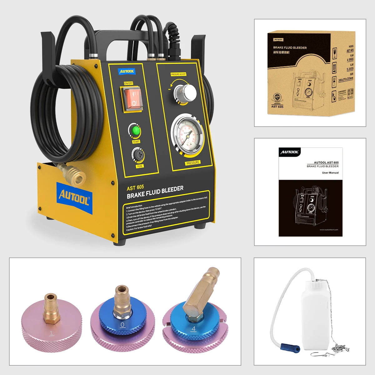 AUTOOL AST605 Automatic Pulsating Brake Oil Changer 110V/220V Car Brake Fluid Bleeder Filling Machine Vehicle Tool