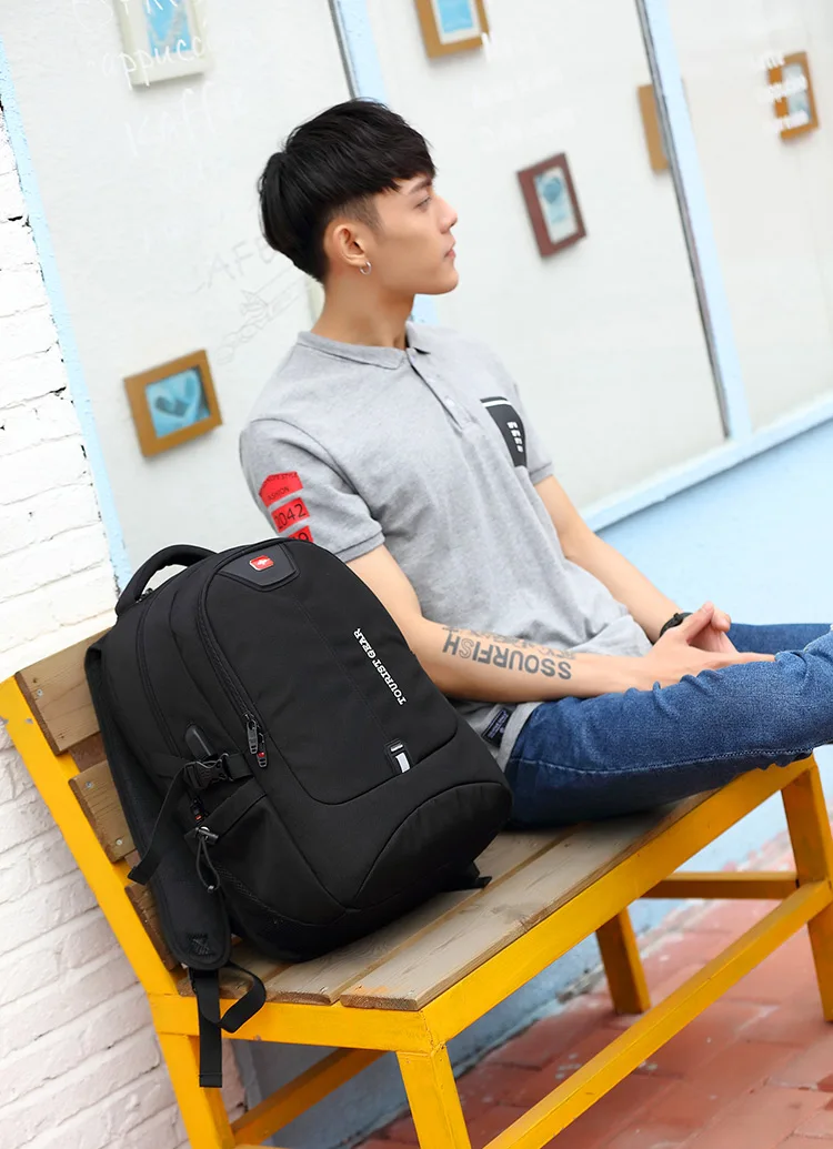 Деловых поездок школьный Водонепроницаемый умный рюкзак сумка для мужчин USB зарядки аккумулятора Анти-кражи ноутбука с usb-портом