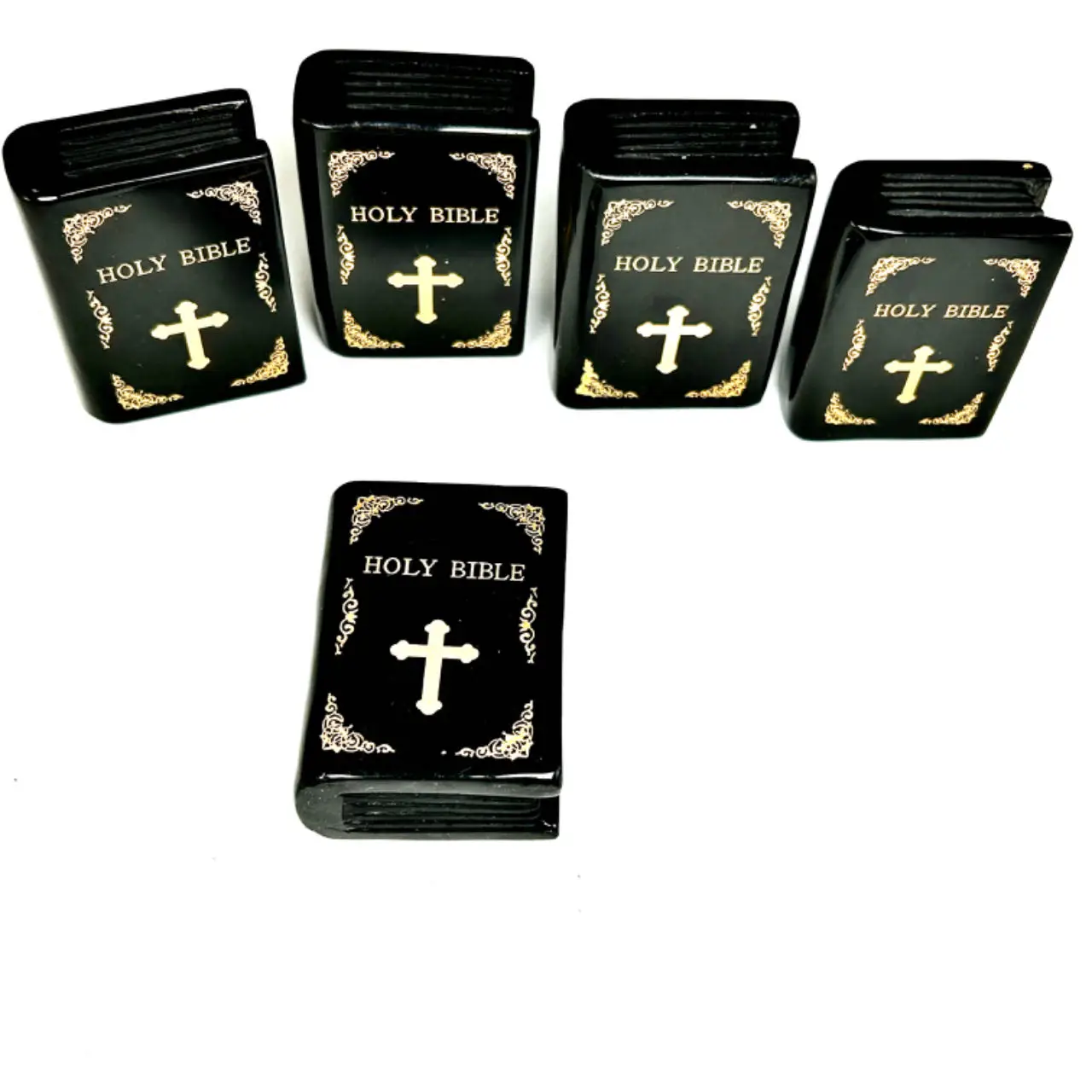Wholesale Fanshi Natural Crystal Carving Black Obsidian Bible Sculpture Spiritual Healing Cube Crucifix Holy Writ Feng Shui Gift