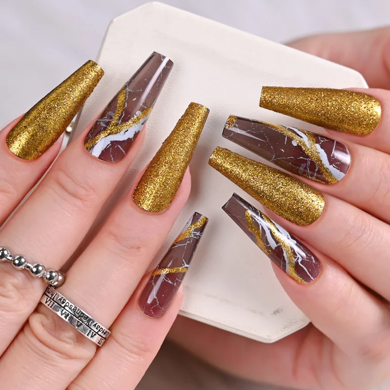 Wholesale Detachable Artificial Nail Patch Fake Nails 24 pcs Multiple styles Ballet Medium Long Acrylic False Nail