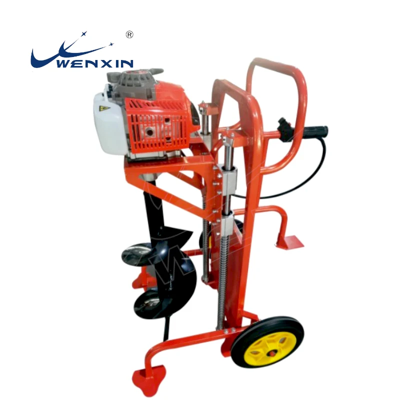 WENXIN CE мощный грунтовый экскаватор для глубоких отверстий 6500r/min 2 кВт ручные земляные шнеки с колесом