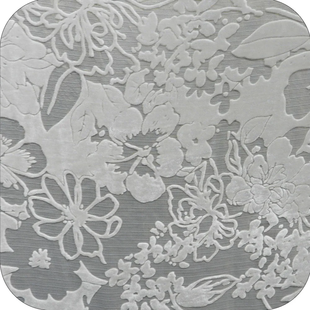 Silk rayon velvet, devore burn out PFD, Paisley Damask Dots Floral Abstract Designs