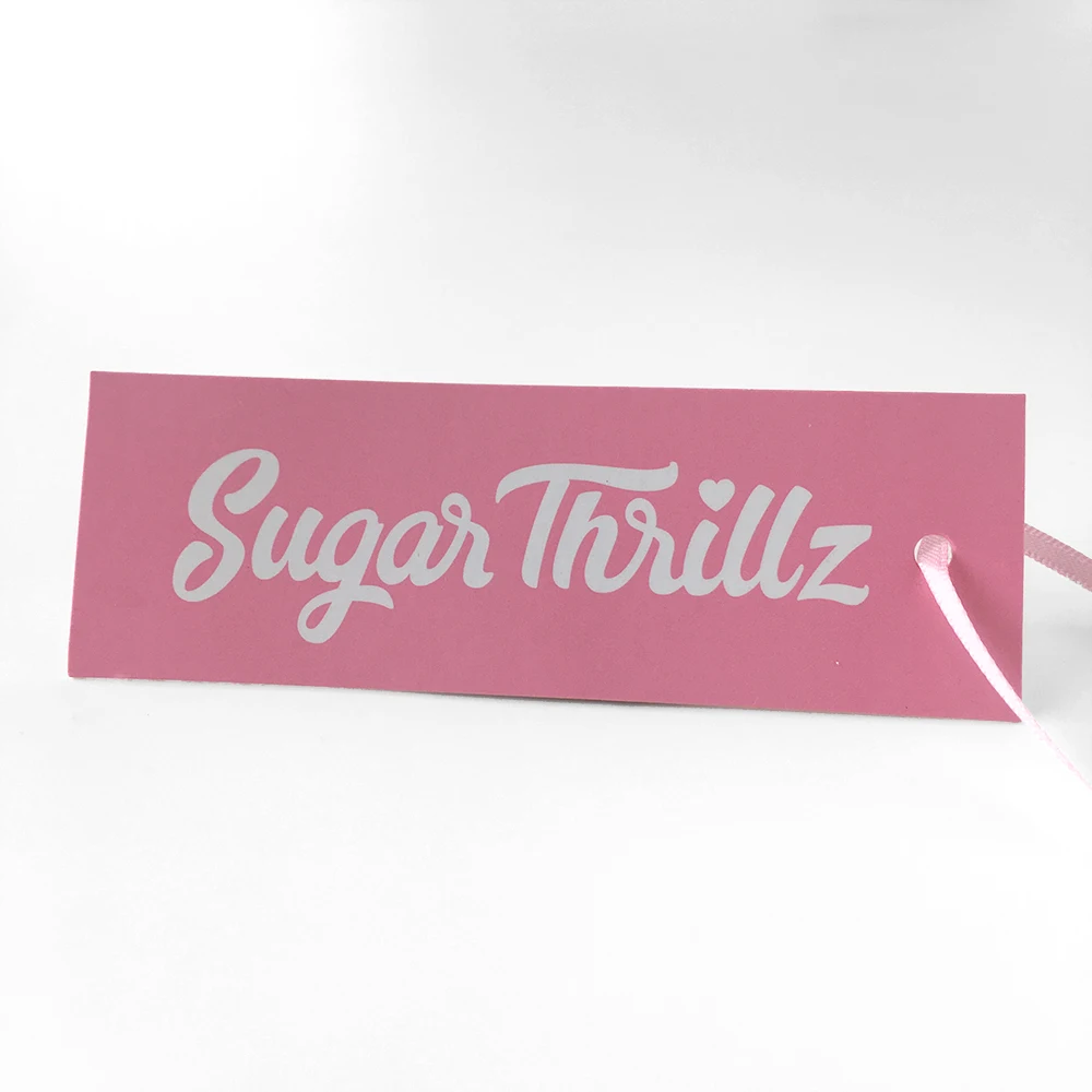 Custom Vintage Small Round Cardboard Pink Red Clothes Garment Labels Silver Foil Hangtag  Paper Hang Tags For Gloves