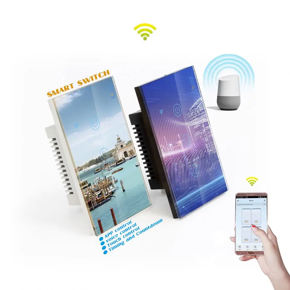 Китайский оптовый рынок wifi переключатель США wifi переключатель умный сенсорный экран Выключатель света динамик Alexa
