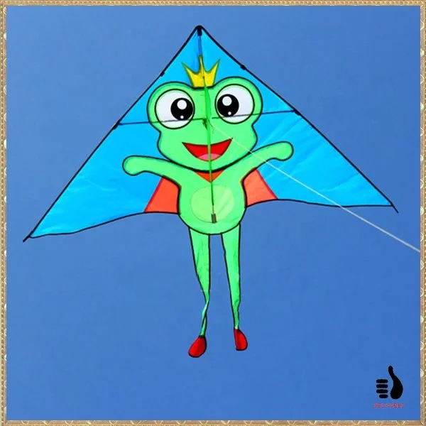 wholesale  cartoon frog  large smooth flying children  triangle custom single line kite from weifang kite factory