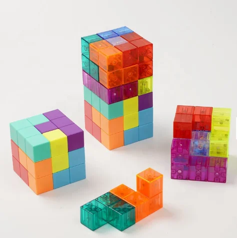 7 Multi Shapes Magnet Toys Magnetic Plastic cubes 3D Puzzle Set Magic Cubes for Kids