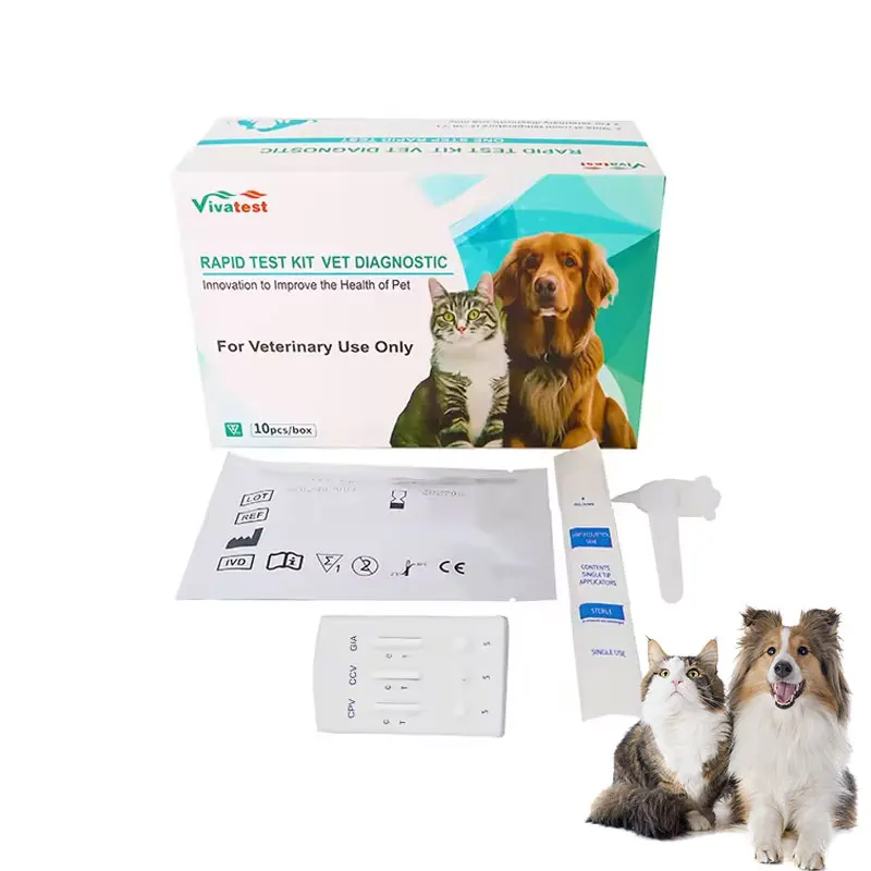Animal & Veterinary Canine Parvovirus-Corona-Giardia Antigen Combo Test CPV/CCV/GIA Veterinary Pet Rapid Test Kit