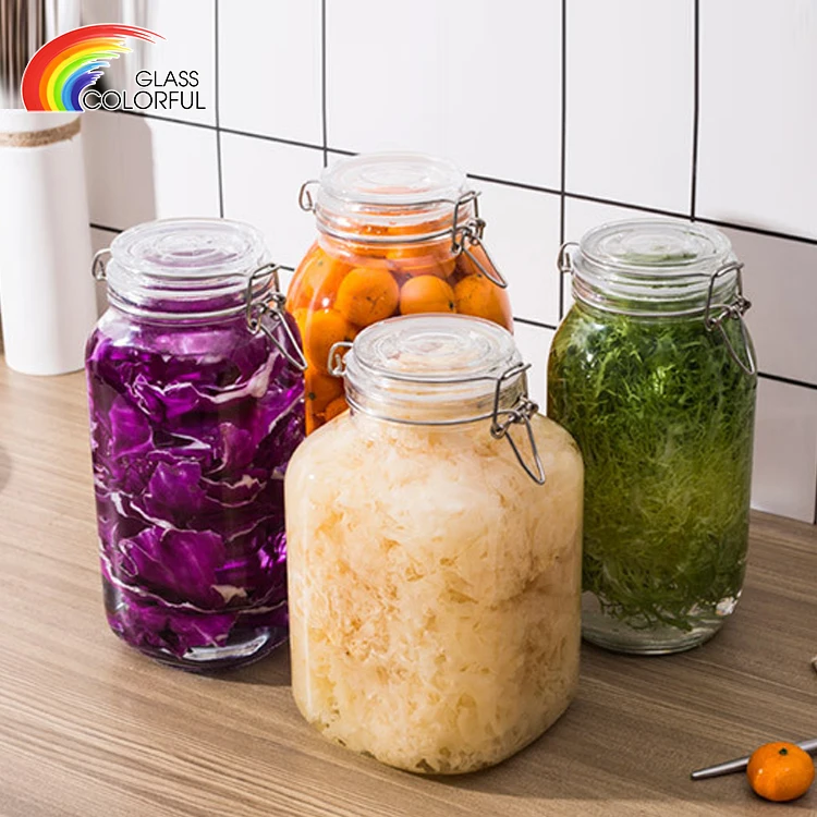 Guaranteed Quality glass jar containers with glass lid airtight glass storage jar