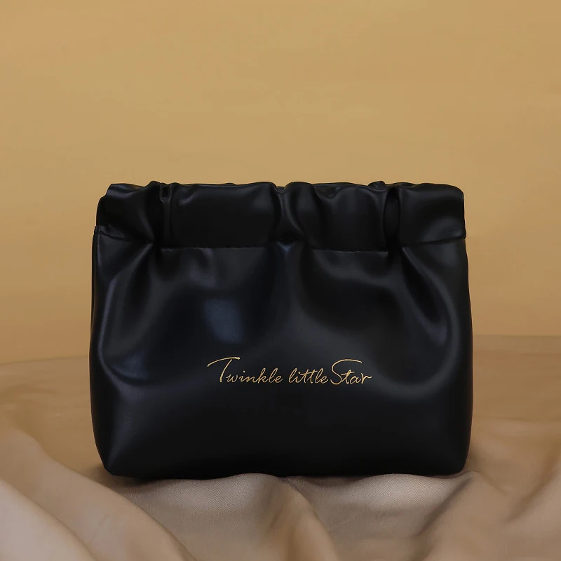 Soft Padded Quilted logo printed custom white bag wholesale drawstring pouches gift packaging cosmeticCosmetic Bag