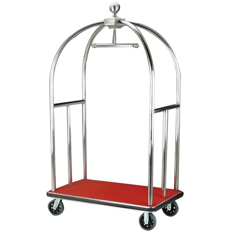 Heavy Duty Hotel Stainless Steel Bellman Luggage Trolley Cart hotel trolley