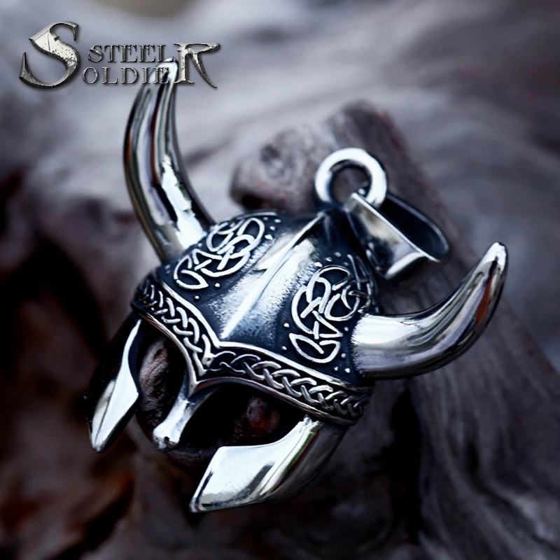 SS8-1276P 2023 New Fashion 316L Stainless Steel Viking Roman Helmet Warrior Pendant For Men Cool Jewelry Gift