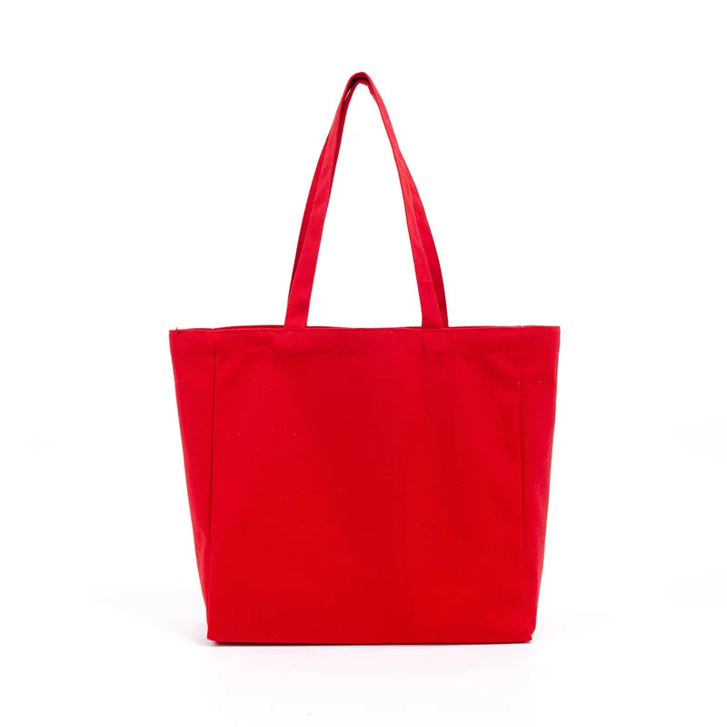 Hot Sale Customized Logo Printed Recycle Plain Organic Cotton Canvas Tote Shopping Bags With Zipper