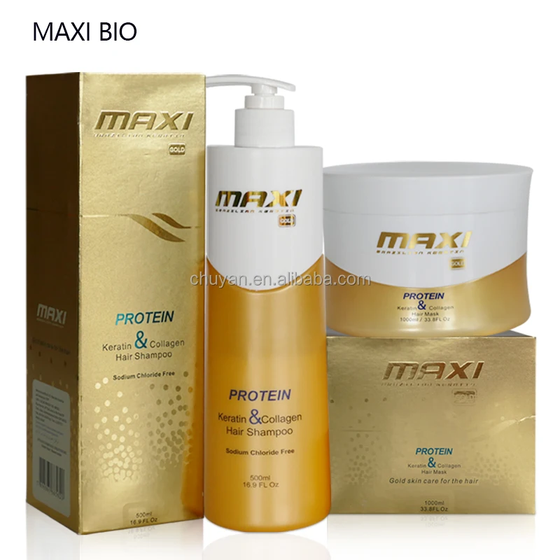 MAXI BIO Gold Hair Shampoo Rich in Protein Amino Acid Anti Hair Loss Color Safe Ultra Hydrated Sulfate-free 500ML