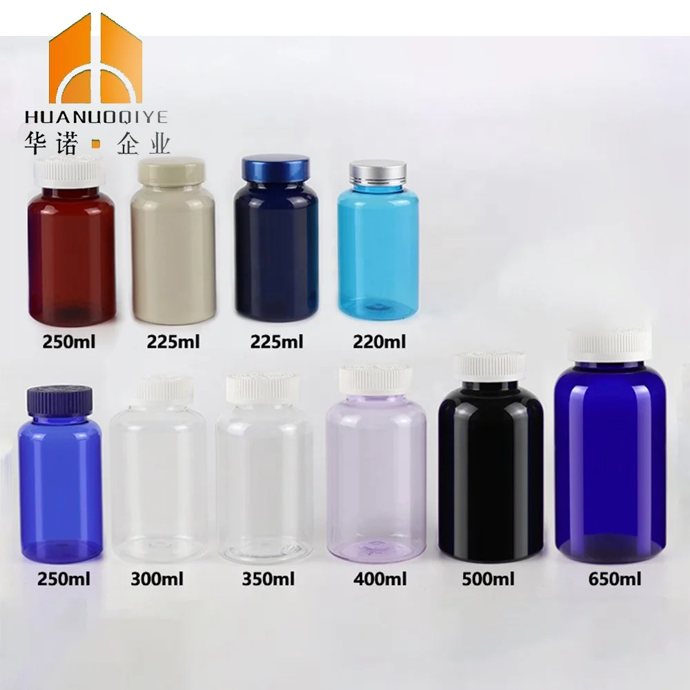 Empty Round Colorful Pet Capsules Tablet 150cc 5oz Plastic Supplements Medicine Pills Vitamin Bottles With Tear Off Cover