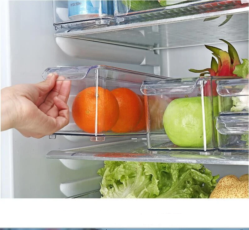 Clear Deep Pantry Organizer Bins Household Plastic Food Storage Basket