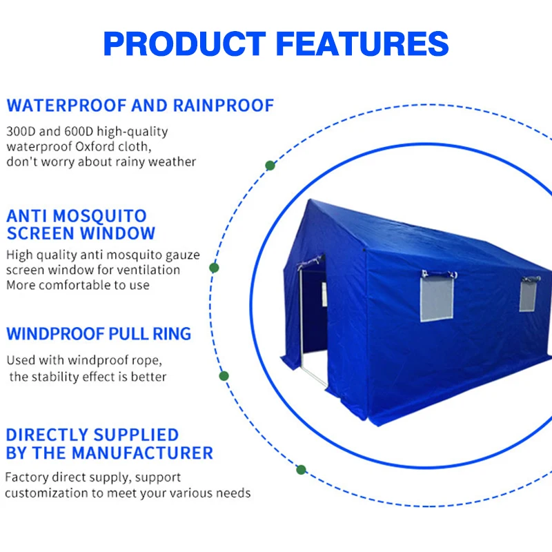 STALLMASTER Large 2*3m Survival Shelter Tent Natural Disaster Relief Dual Doors Single Steel Oxford Outdoor Emergency 4 Persons