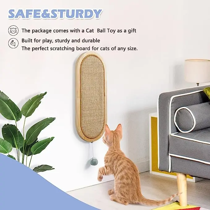 Modern Eco-Friendly Cat Tree Wholesale Wood Scratcher Board with Sisal and Jute Customizable Model for Pet Playing