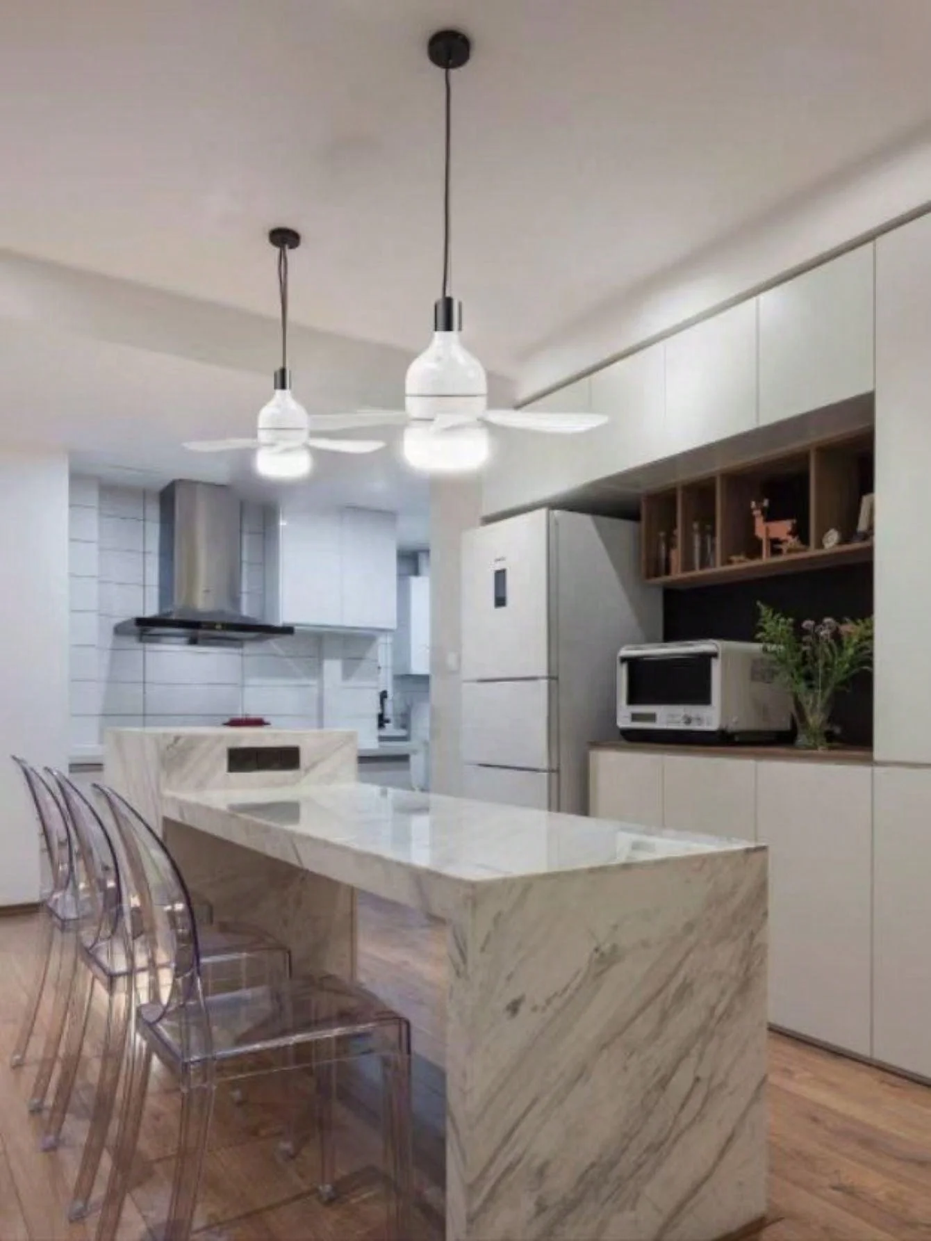 Ceiling Fan With Lights, Low Profile Flush Mount Ceiling Fan, Enclosed Bladeless Fan With Quiet Reversible DC Motor, 6 Speeds