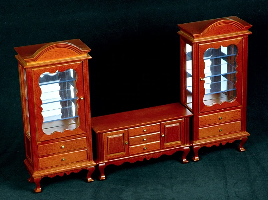 Wooden Dollhouse Miniature Furniture Dinning Living Room Display Table Sets Cabinet