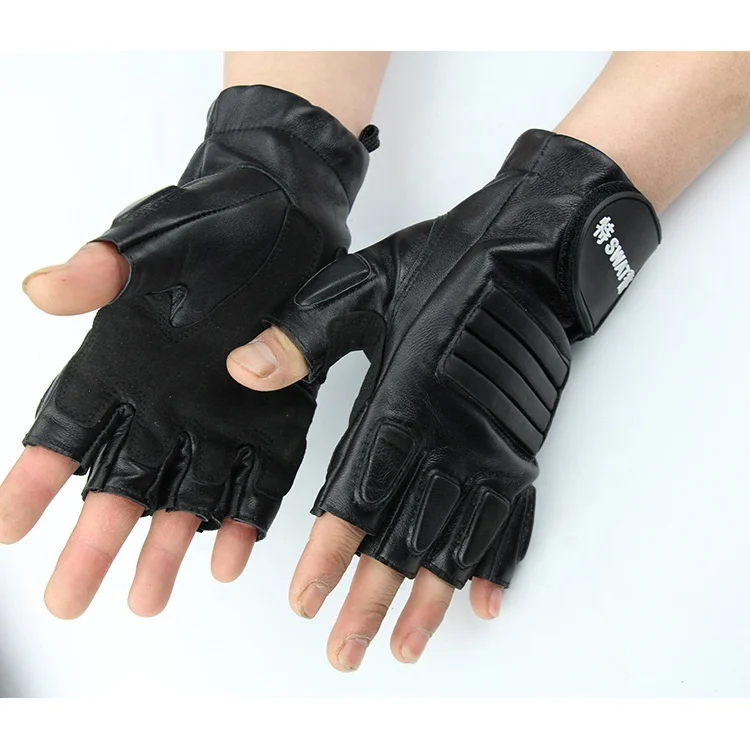 
Genuine leather Man Tactical half finger Gloves Army Sport Riding Hunting outdoor Senior military sheepskin Fiting Gloves 