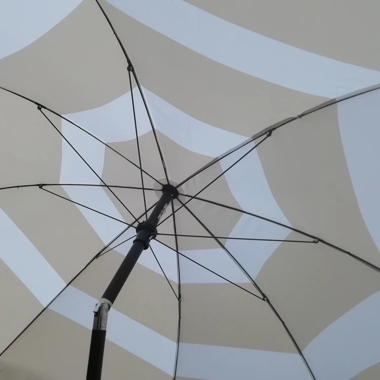 
Patio Beach Waterproof Steel 7.5Ft White Striped Garden Umbrella 