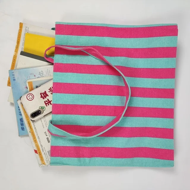Organic Cotton Tote Bag Large Custom Cotton Bag Manufacture Red and Green Stripe Jute Plain Tote Cotton Bags