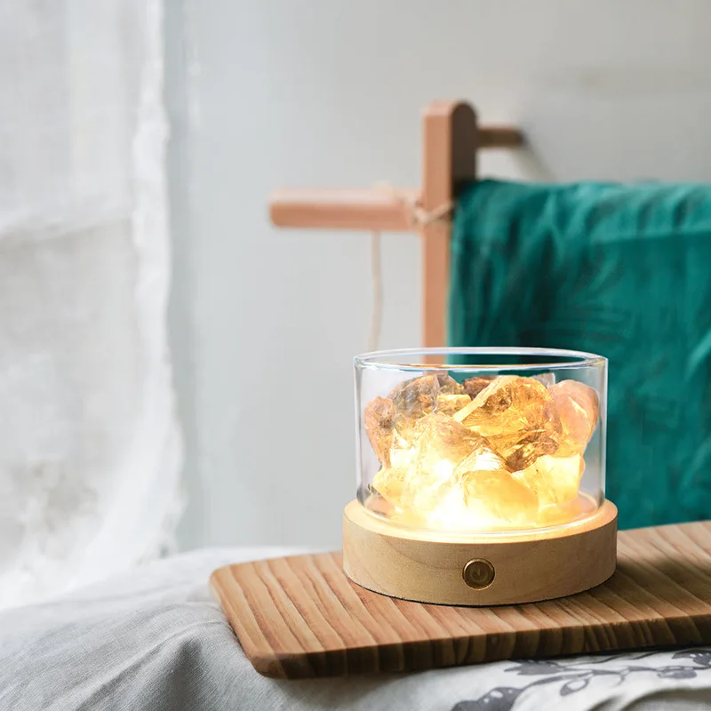 Aromatherapy Crystal Diffuser Stone Indoor Fragrance Crystal Stone Glass Cup Ornaments with Lamp Base Home Decoration